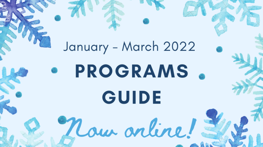 Blue snowflakes announcing new programs guide