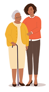 Illustration of two women standing beside each other