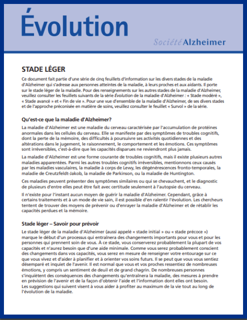 Les stades de la maladie d'Alzheimer | Société Alzheimer du Canada