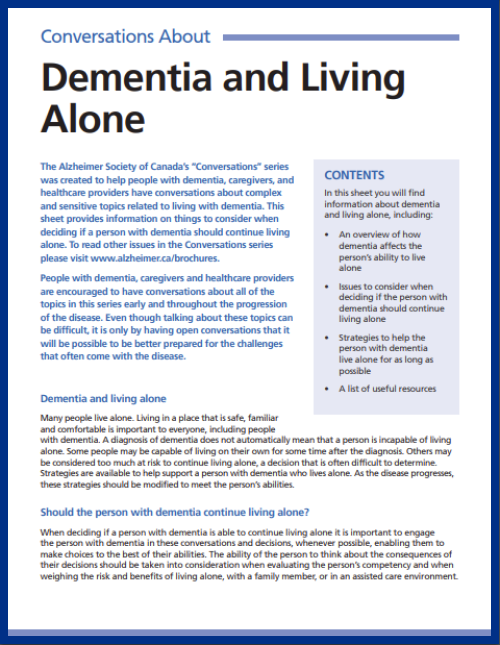 Conversations about dementia and living alone