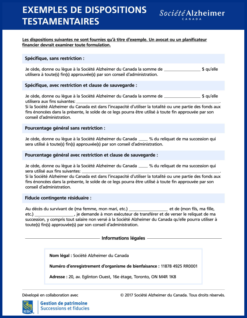 Exemples de dispositions testamentaires - couverture