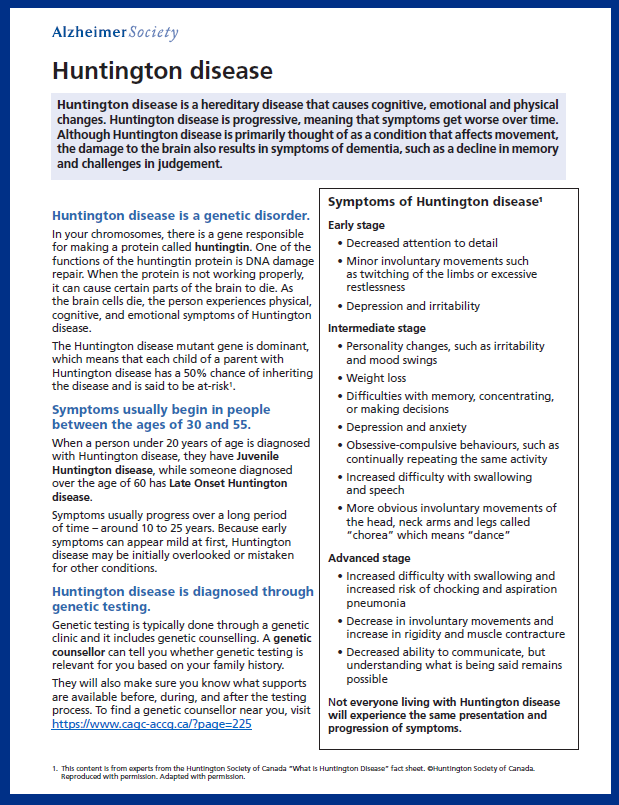 Huntington disease cover.