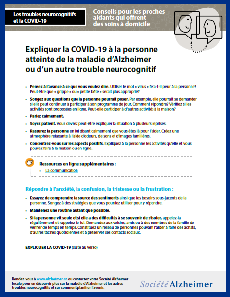 Les troubles neurocognitifs et la COVID-19 - Conseils pour les proches aidants qui offrent des soins à domicile - couverture