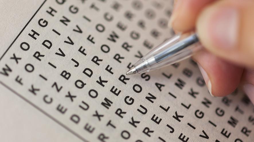 A game of wordsearch. Image by Ekaterina Minaeva from Shutterstock.