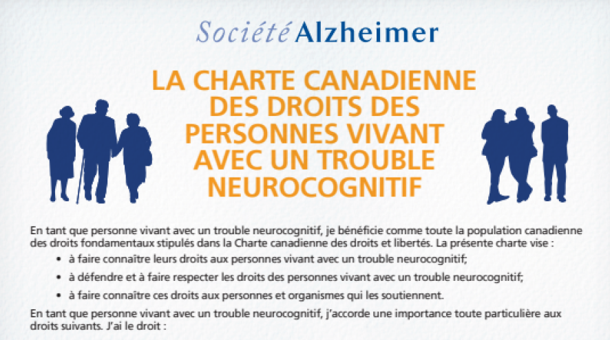 La Charte des droits des personnes vivant avec un trouble neurocognitif - couverture