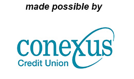 Made possible by in black text above the Conexus Credit Union logo