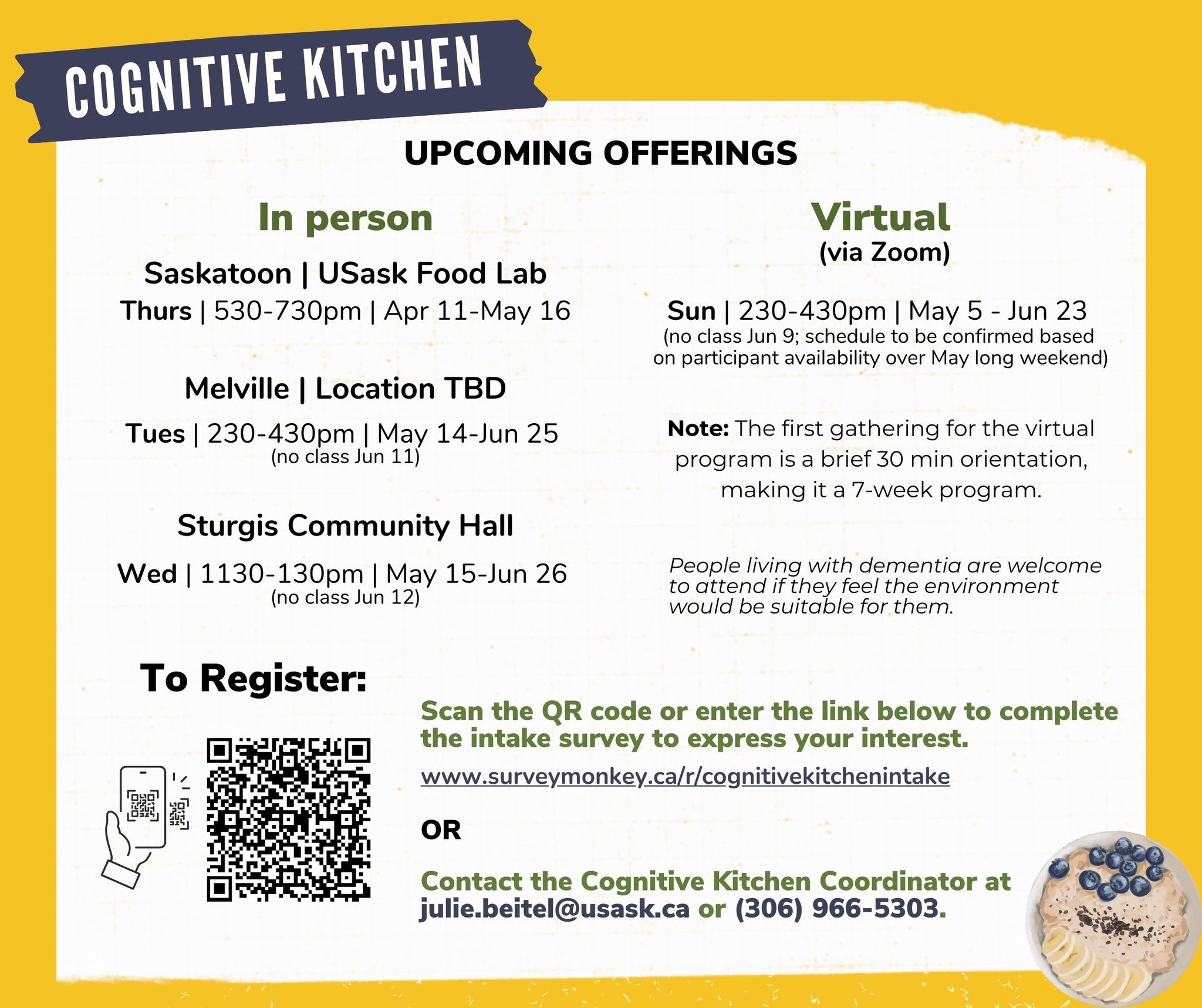 A list of upcoming Cognitive Kitchen offerings for Spring 2024. 