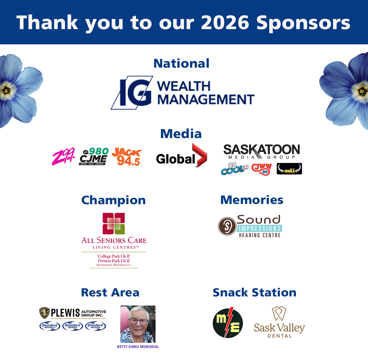 Text that says, "Thank you to our 2026 Sponsors" with our sponsor logos distributed underneath.