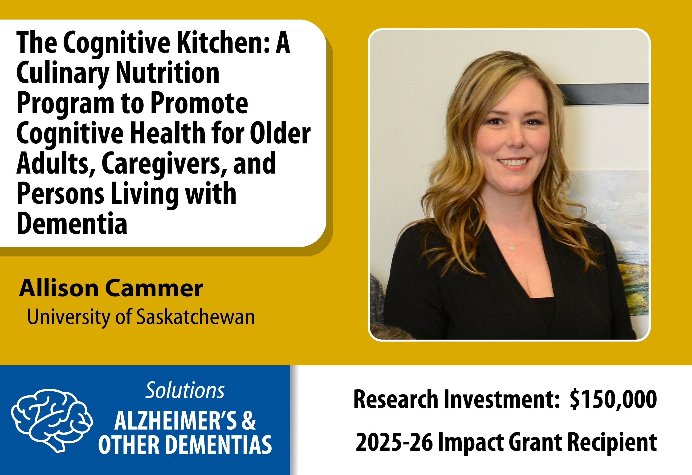 A picture of Allison Cammer with text that notes the name of her research study.