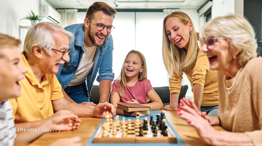 Family playing game together