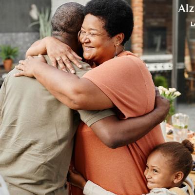 Two family members hugging 