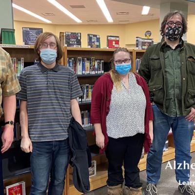 Our Dementia Community Coordinator with four Yorkton Public Library Staff