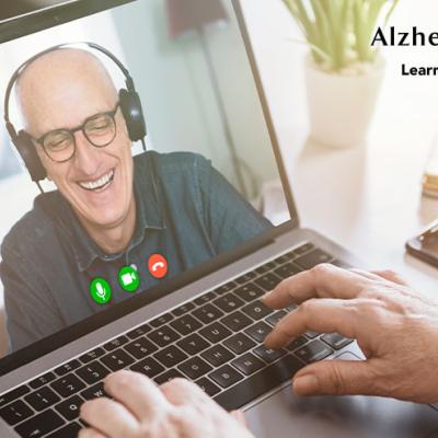 A computer screen showing a person participating in an online interview.