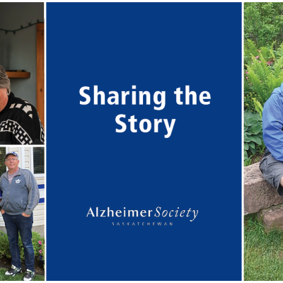 Three family portraits with the text, "Sharing the Story" on a blue background