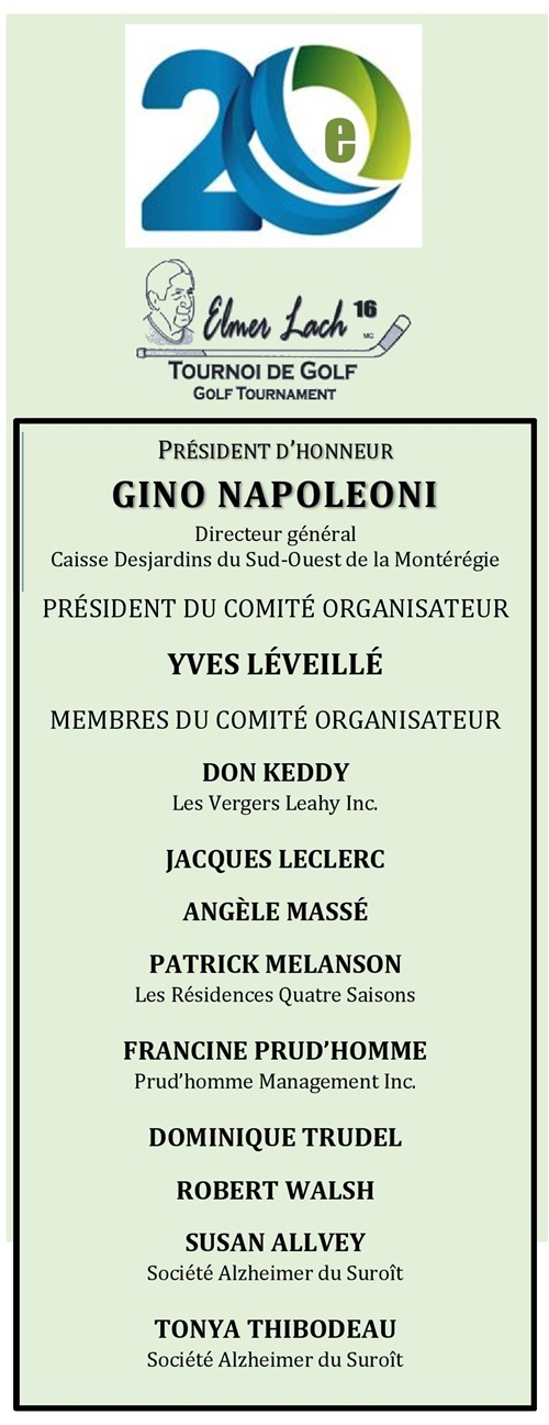 Comité organisateur, tournoi Golf 2026