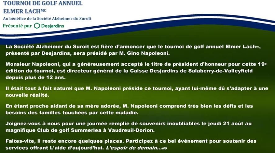 M. Gino Napoleoni - président d'honneur tournoi de golf