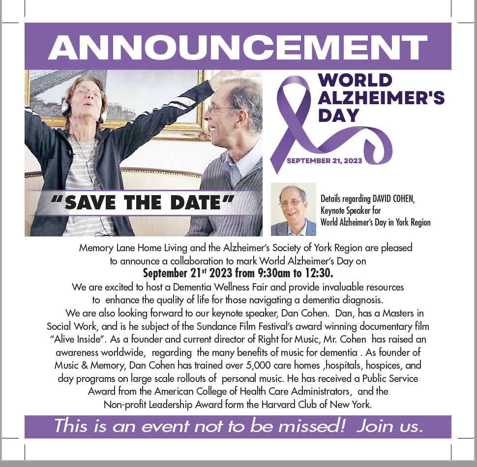 announcement for dementia wellness fair
