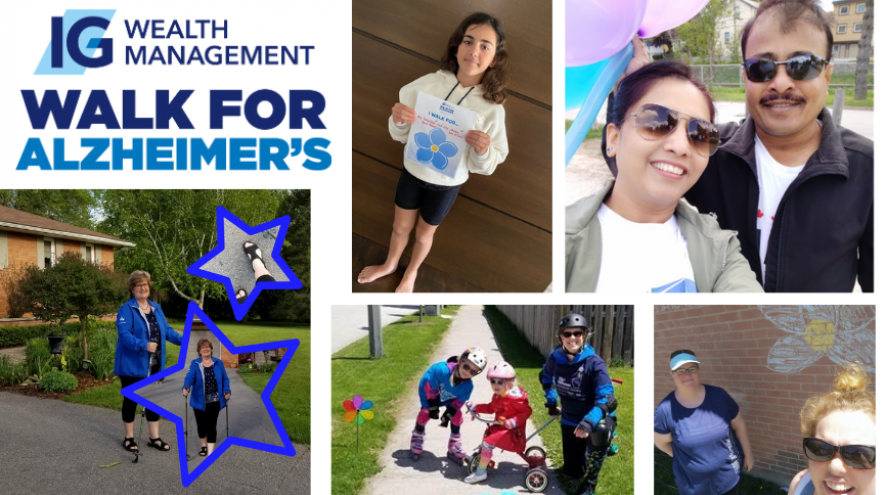 Four photos of 2020 participants of the IG Wealth Management Walk for Alzheimer's