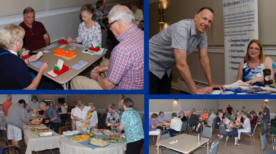 Collage of images from the Aurora Bridge Club's Longest Day fundraiser for AS York